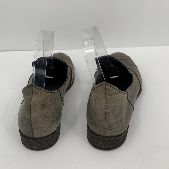 Free People leather distressed gray taupe loafers shoes slip-on woven flat 38 7 - Picture 5 of 6